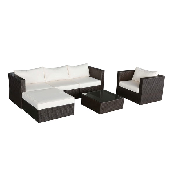 Havenside Home Caladesi Dark Brown Wicker Outdoor Couch And Havenside Home Caladesi Dark Brown Wicker Outdoor Couch And Ottoman Set