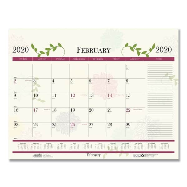 Shop House Of Doolittle Recycled Floral Desk Pad Calendar 22 X 17