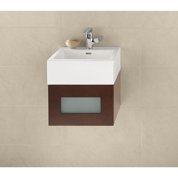 Shop Ronbow Rebecca Dark Cherry 18-inch Wall Mount Bathroom Vanity Set w/ White Vessel Sink ...