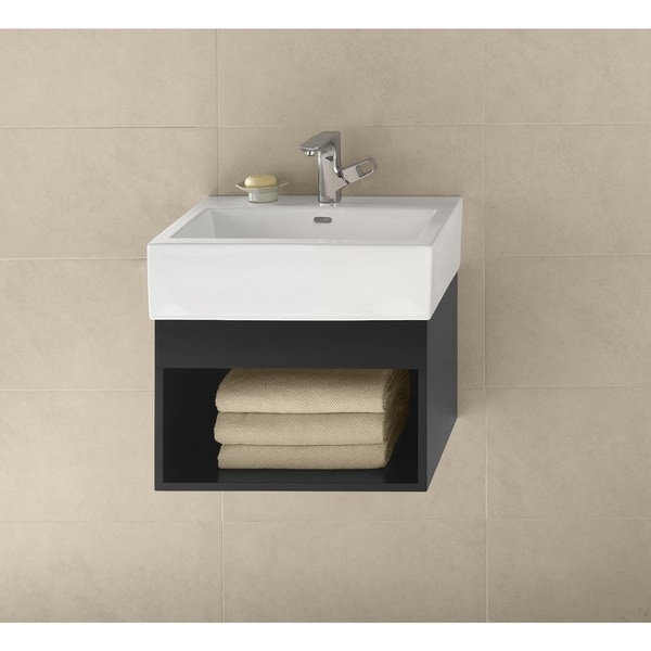 Ronbow Catalina Black 22" Wall Mount Bathroom Vanity Set with White Ceramic Vessel Sink