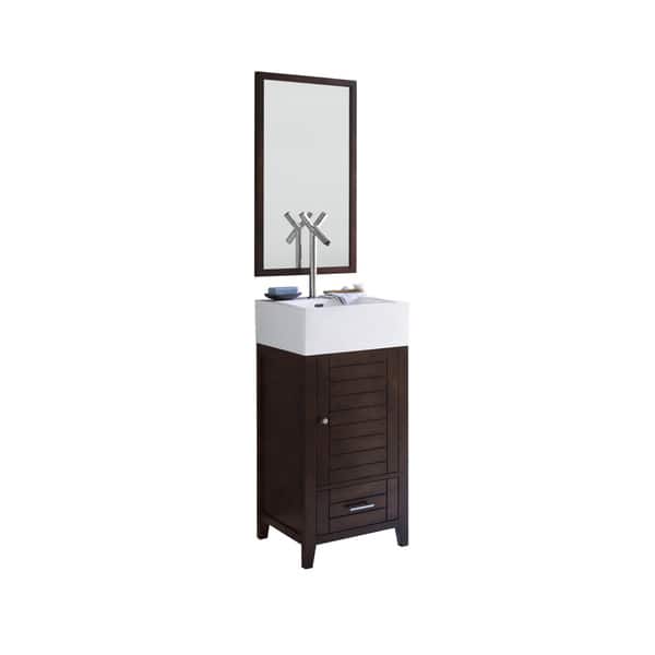 Ronbow Elise Vintage Walnut 18-inch Bathroom Vanity Set with Mirror and ...