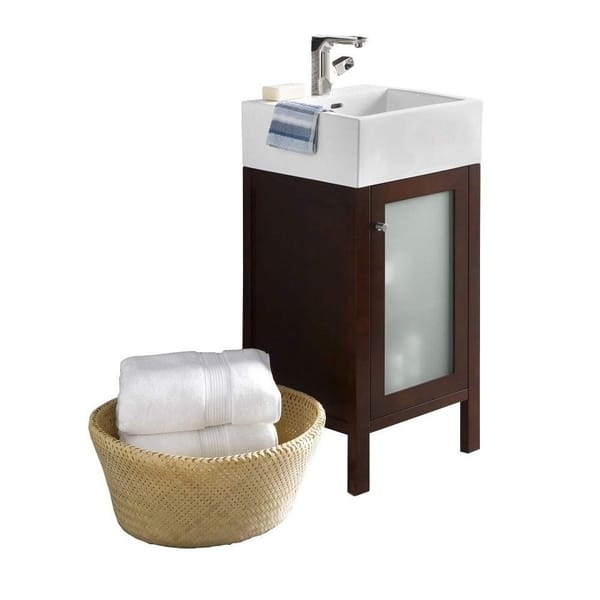 Ronbow Cami Dark Cherry 18-inch Bathroom Vanity Set with White Ceramic ...