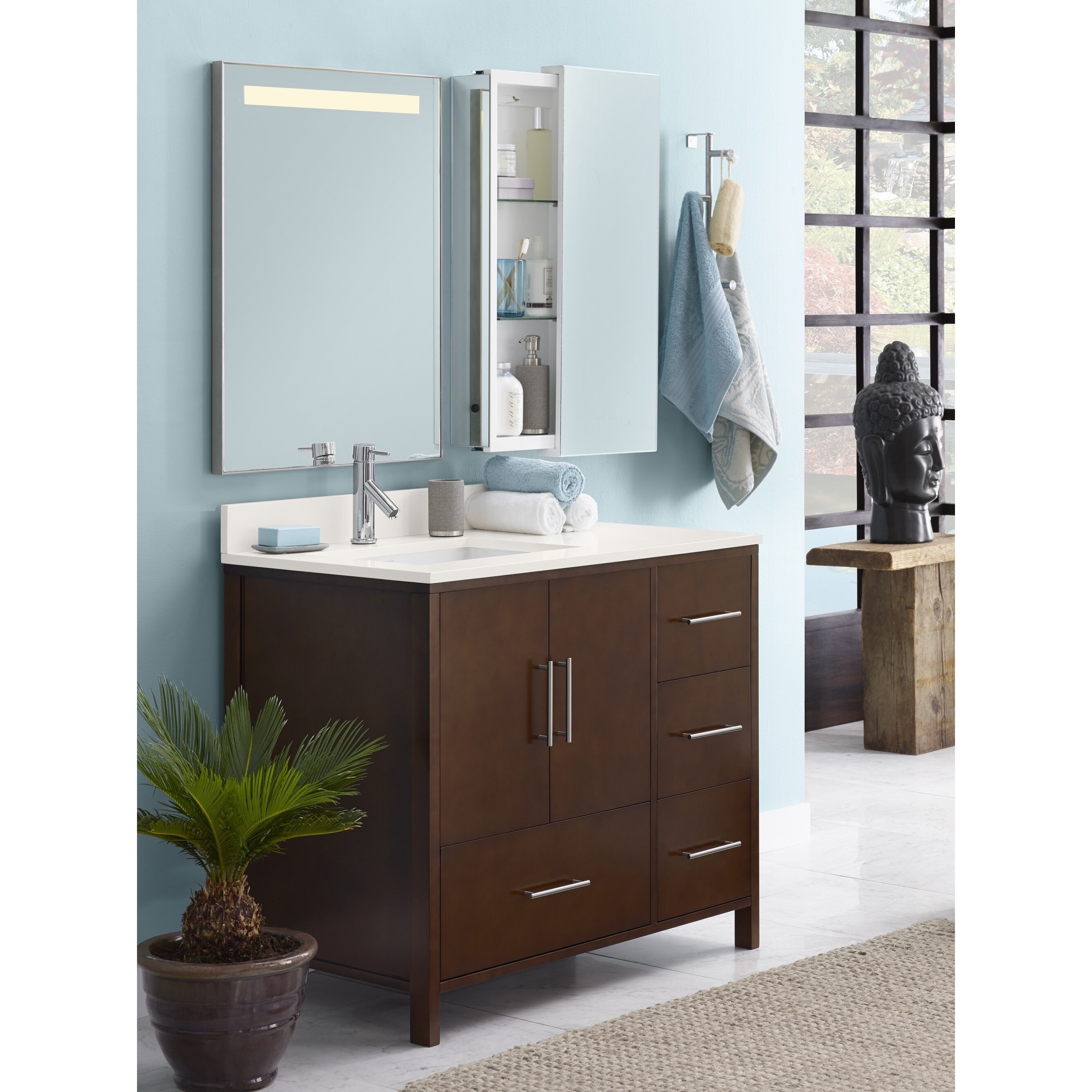 Ronbow Juno 36 Inch Bathroom Vanity Set In Dark Cherry With Led Mirror