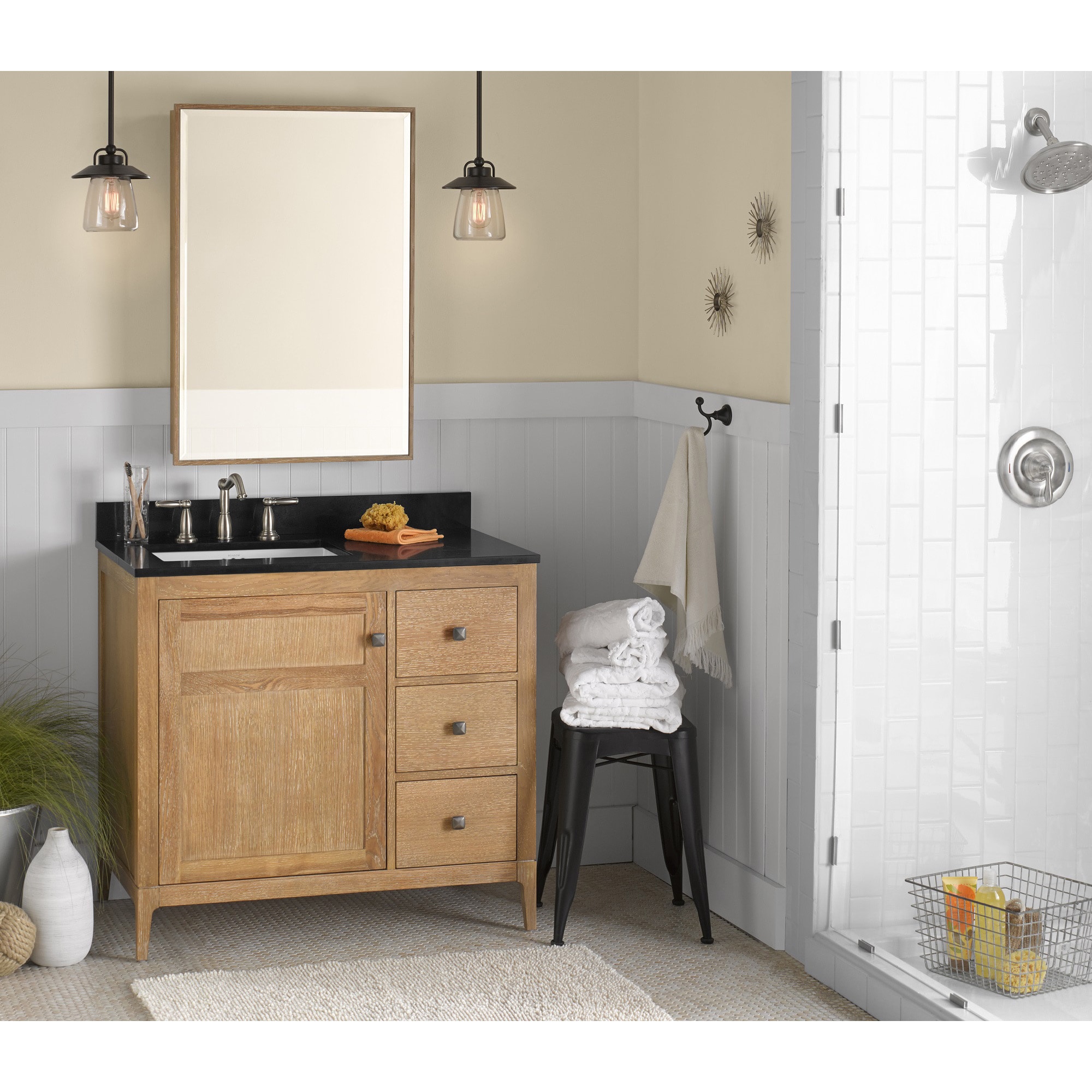 Shop Ronbow Briella 36 Inch Bathroom Vanity Set In Vintage Honey With Medicine Cabinet Quartz Countertop With White Ceramic Sink Overstock 13984070