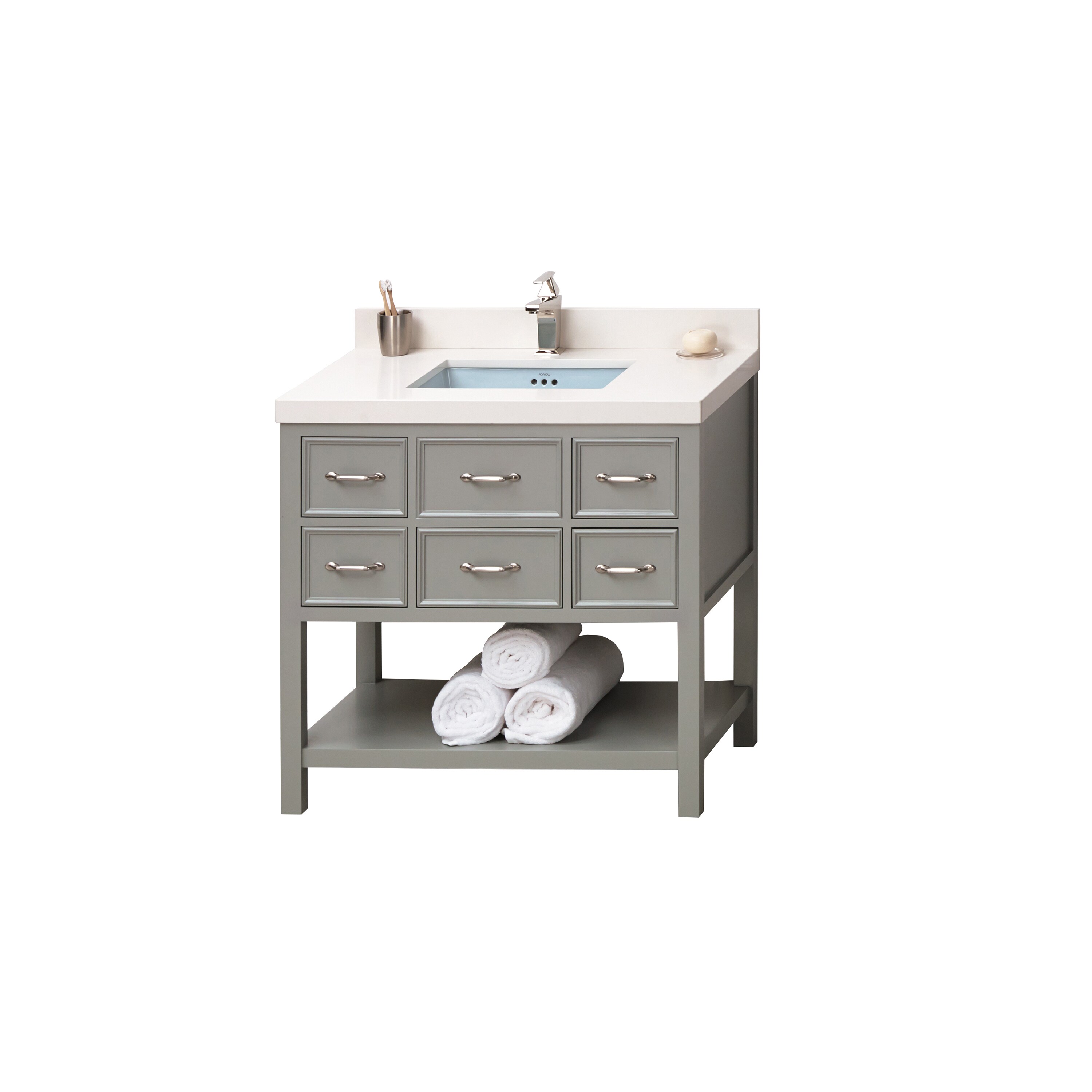 Ronbow Newcastle 37 Inch Bathroom Vanity Set In Ocean Gray Overstock 13984078