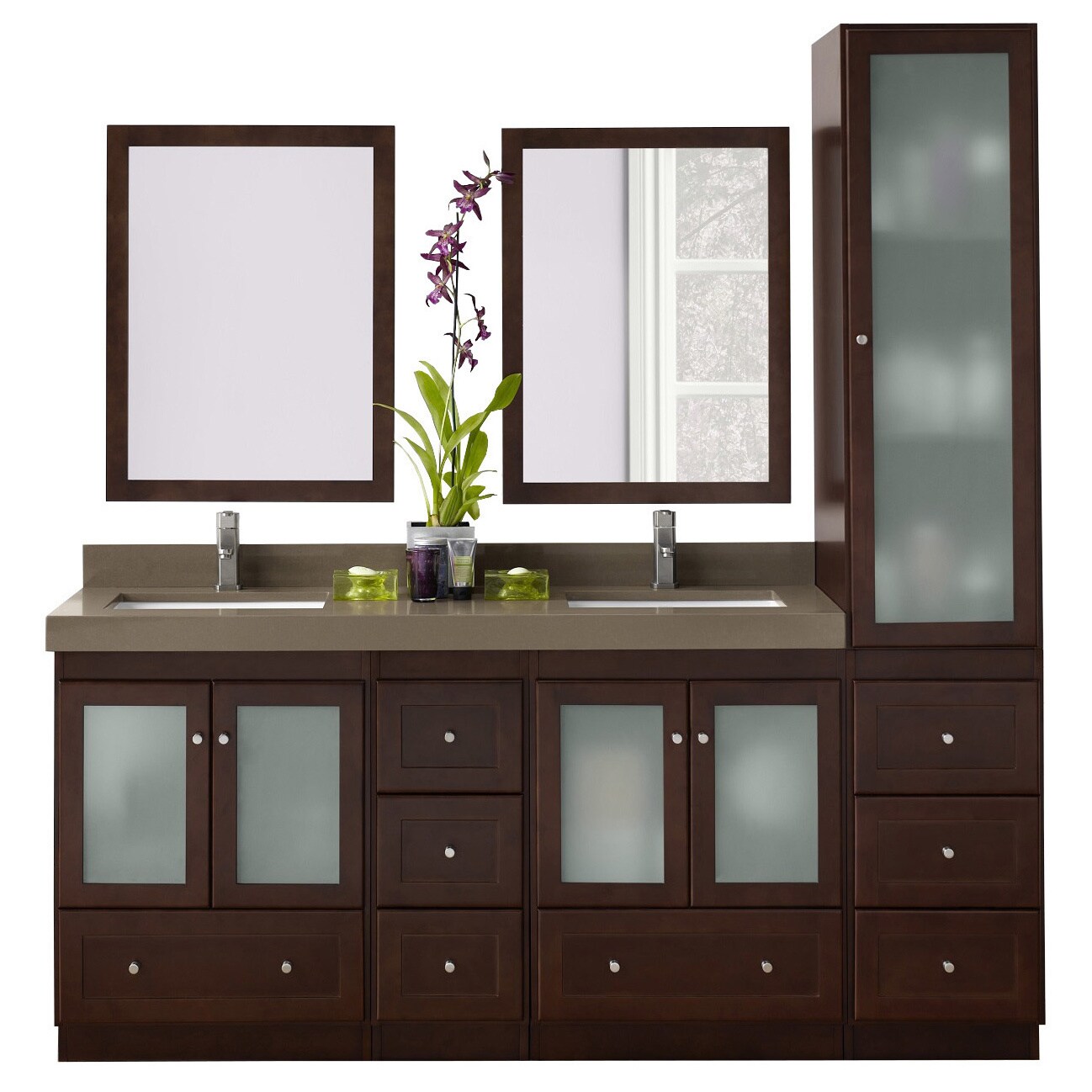 Ronbow Arden 60-inch Eco Friendly Bathroom Double Vanity Set in Black with  Mirror, Quartz Top with White Ceramic Bathroom Sink - Bed Bath & Beyond -  13984314