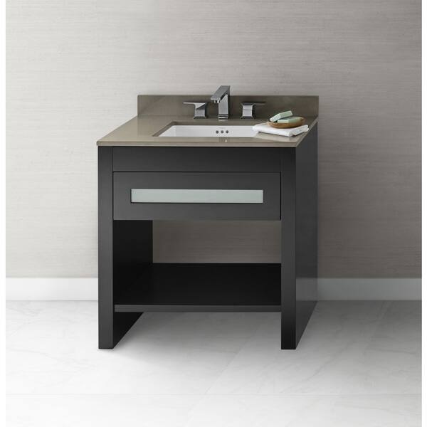 31 Black & White Floating Bathroom Vanity Faux Marble Top Ceramic