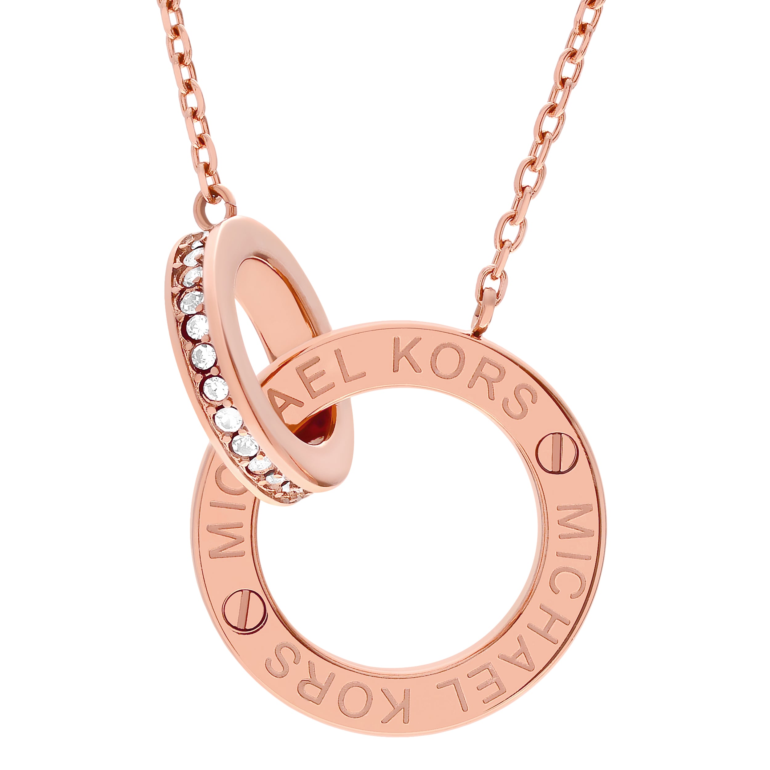 michael kors rose gold crystal circle pendant