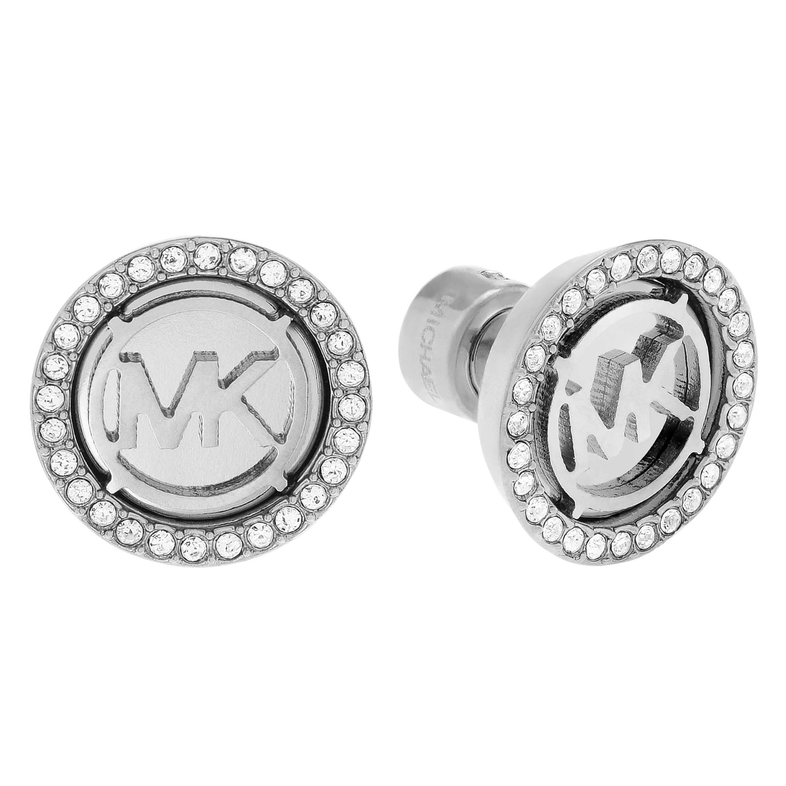 michael kors logo steel crystal earrings