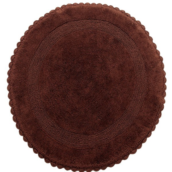 Saffron Fabs 36-inch Cotton Round Hand-Knitted Lace Border Bath Rug