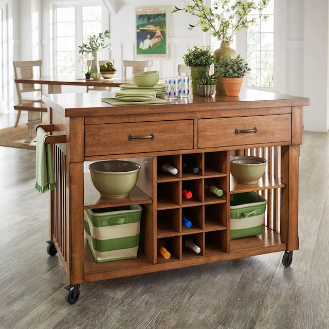 Eleanor Two-Tone Kitchen Island with Wine Rack by iNSPIRE Q Classic ...