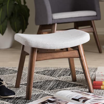 Baxton Studio Mid-Century Light Grey Fabric Upholstered Footstool