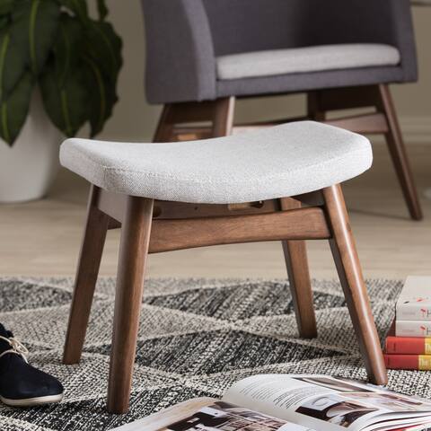 Baxton Studio Mid-Century Light Grey Fabric Upholstered Footstool