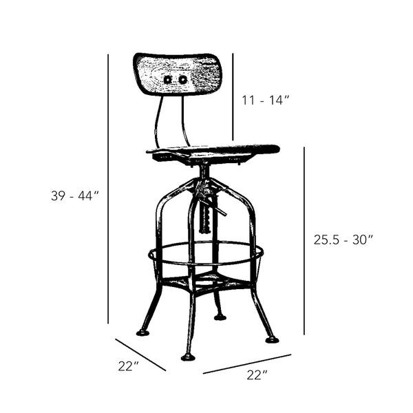 Shop Toledo Natural Gunmetal Adjustable High Back Bar Chair