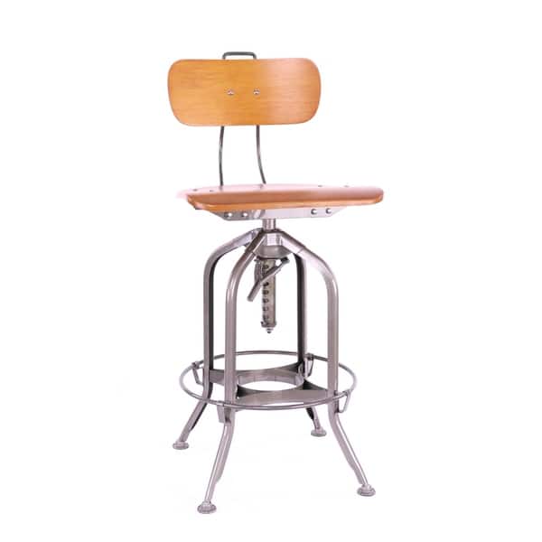 Toledo Natural/Gunmetal Adjustable High Back Bar Chair 25 30 Inch