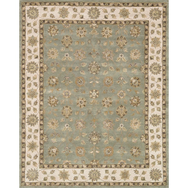 Shop Handtufted Mason Blue/ Beige Wool Rug 7'9" x 9'9" Overstock