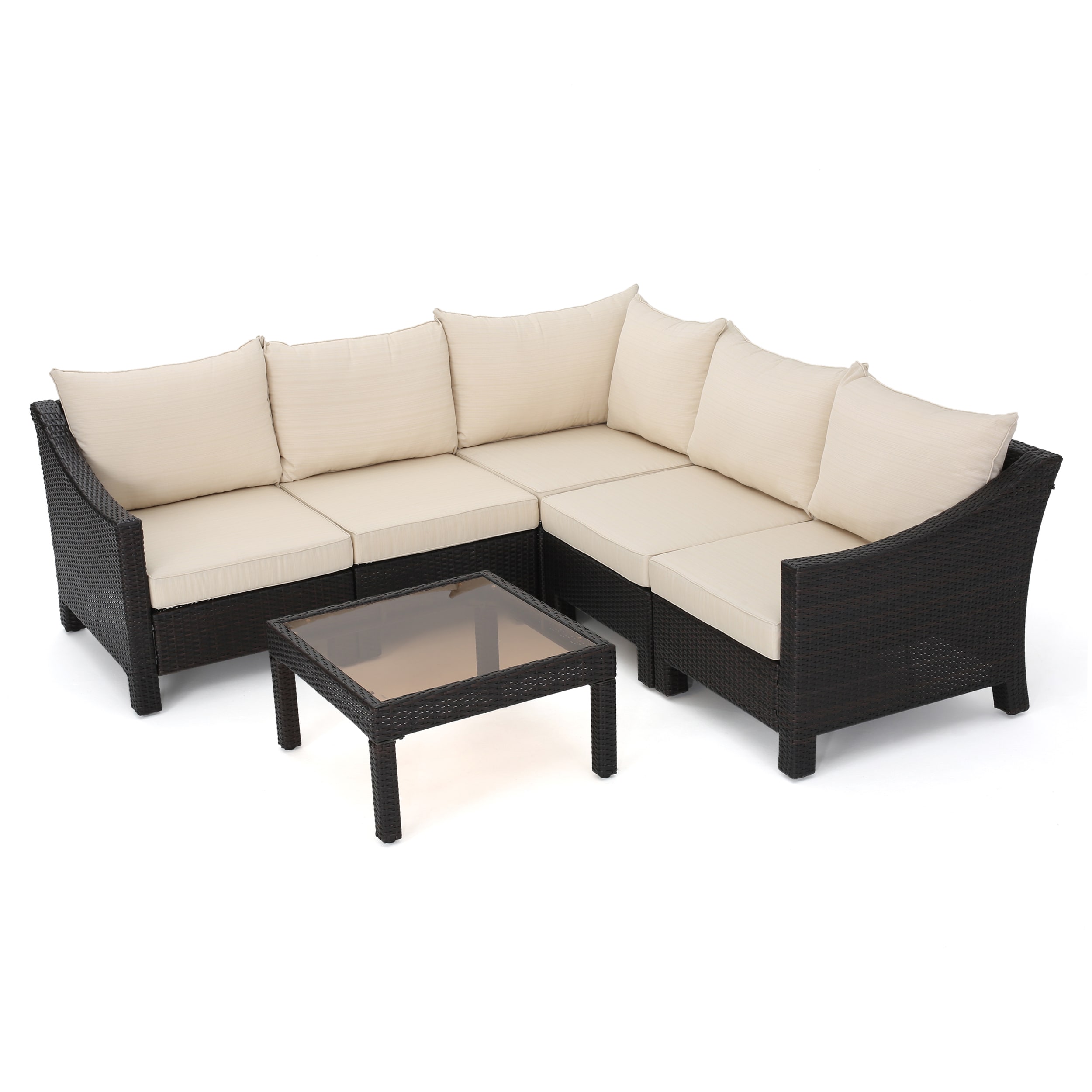 Antibes Outdoor 6piece V Shaped Sectional Sofa Set with
