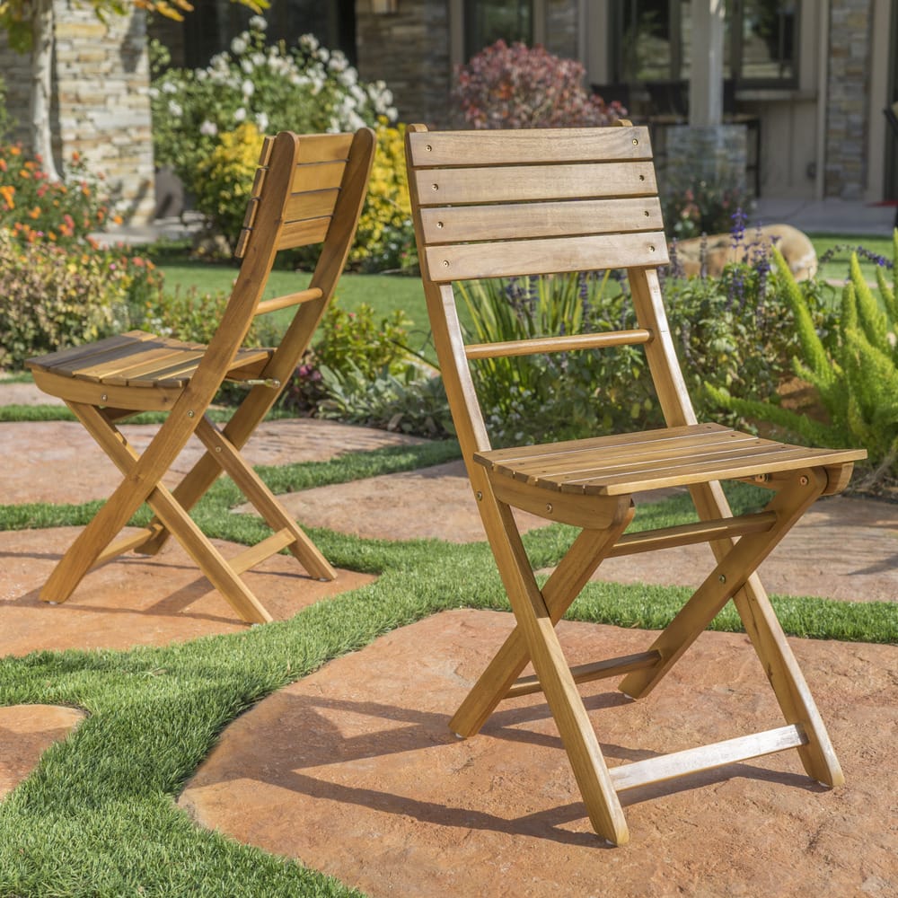 Positano Outdoor Acacia Wood Folding Dining Chair (Set of 2) by Christopher Knight Home