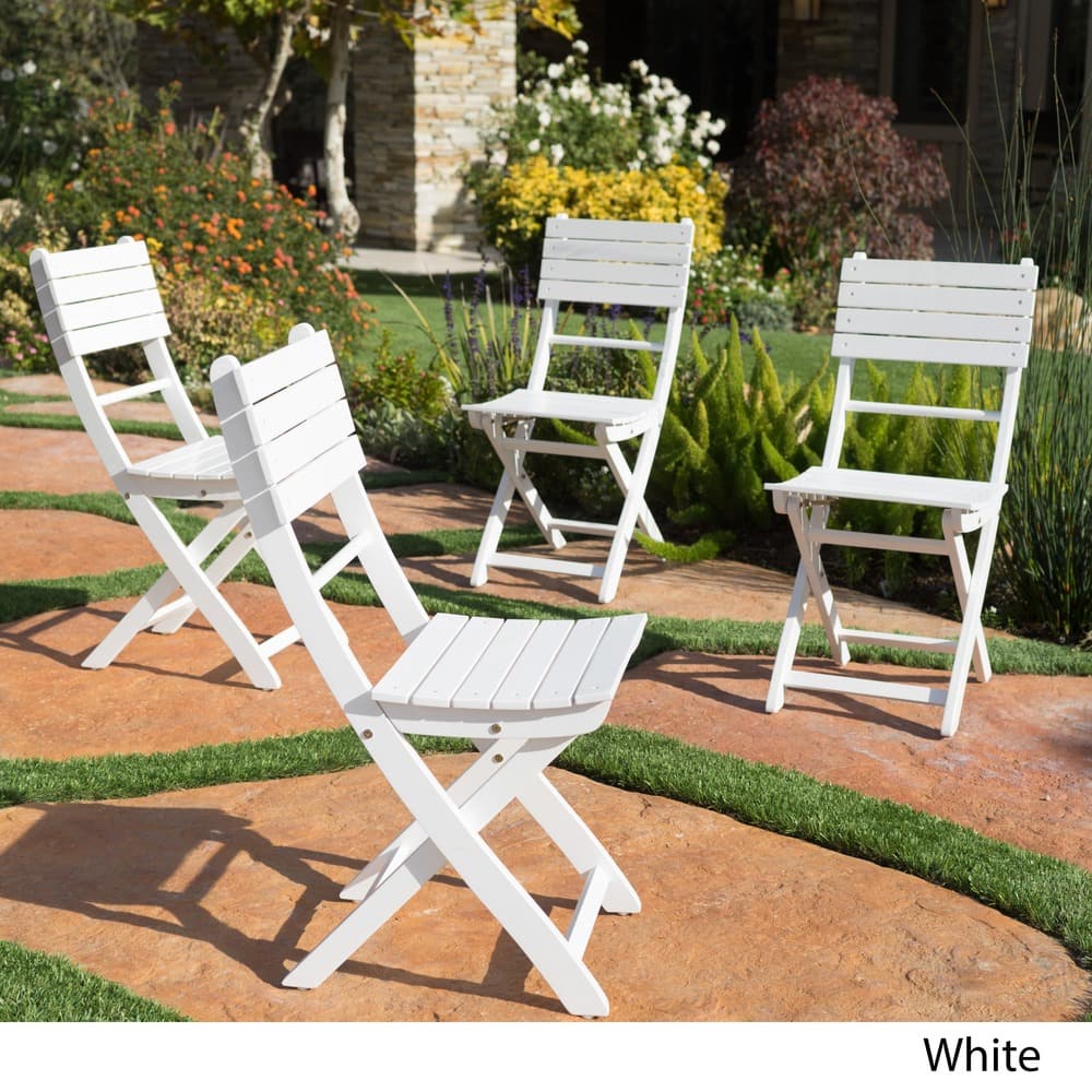 Positano Outdoor Acacia Wood Folding Dining Chair (Set of 4) by Christopher Knight Home