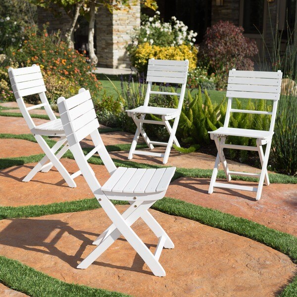 Folding Acacia Outdoor Dining Chairs-Set of 4