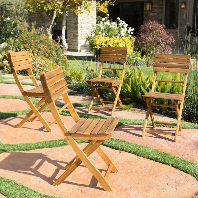 Positano Outdoor Acacia Wood Folding Dining Chair (Set of 4) by Christopher Knight Home
