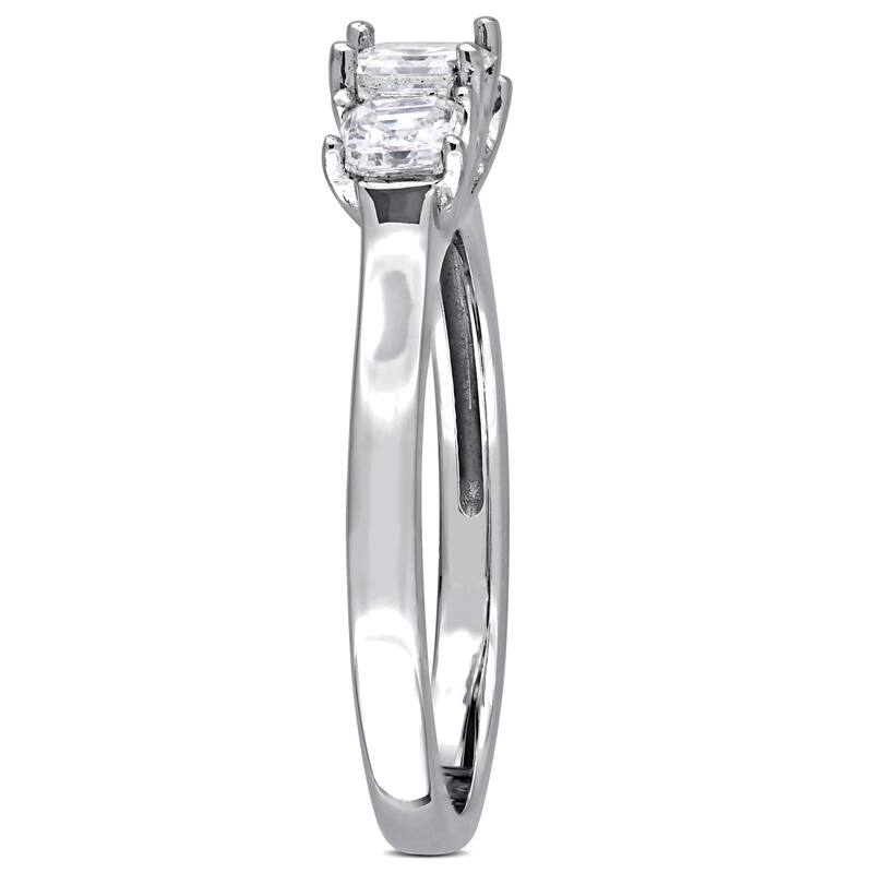 Miadora Signature Collection 14k White Gold 1ct TDW Certified Asscher-cut Diamond 3-stone Engagement Ring
