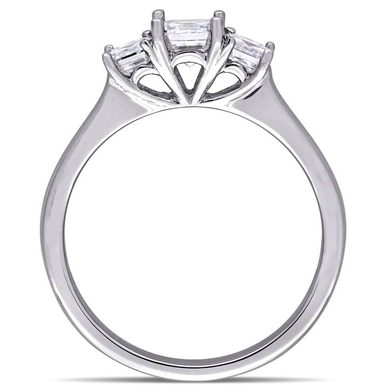Miadora Signature Collection 14k White Gold 1ct TDW Certified Asscher-cut Diamond 3-stone Engagement Ring
