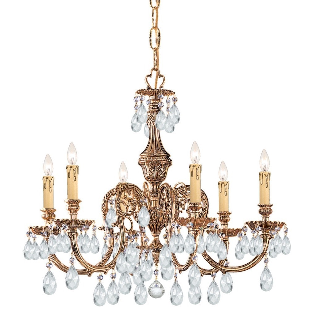 Crystorama Novella Collection 6-light Olde Brass/Swarovski Spectra Crystal Chandelier - Chandeliers For Bedrooms by Overstock.com
