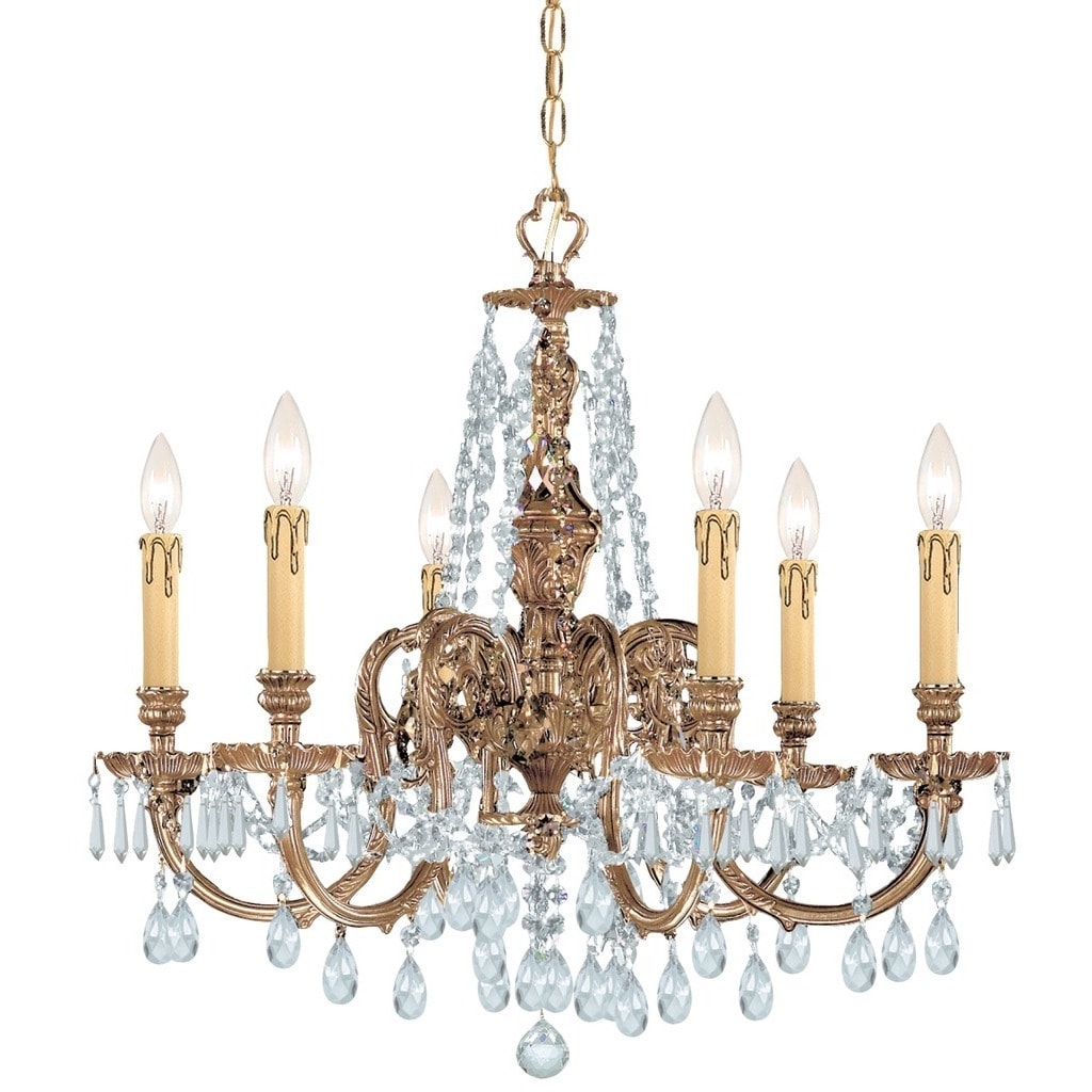 Crystorama Novella Collection 6-light Olde Brass/Swarovski Spectra Crystal Chandelier - Chandeliers For Bedrooms by Overstock.com