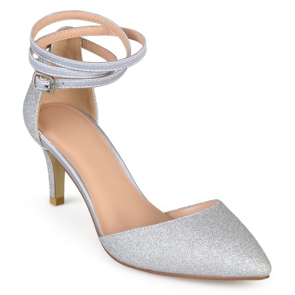 silver medium heels