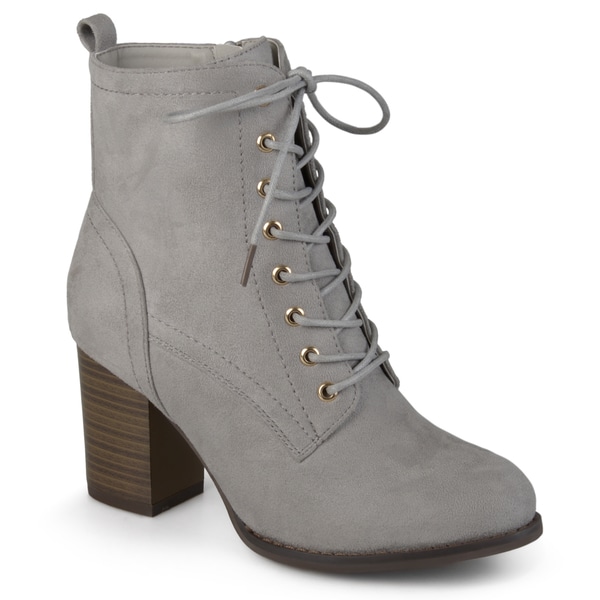 stacked heel lace up booties