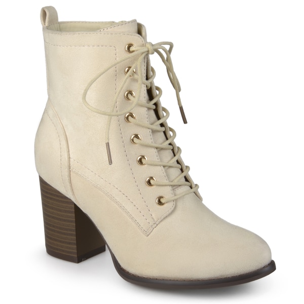Shop Journee Collection Women's 'Baylor' Stacked Heel Lace-up Booties ...