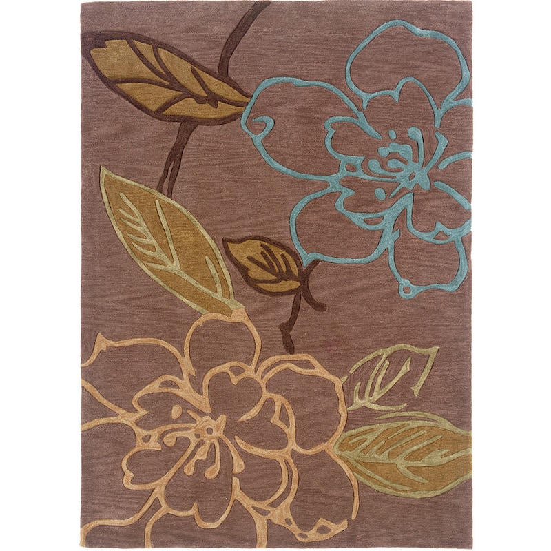 Hand Tufted Floral Sketch Rug Collection - 5' X 7' - Thistle