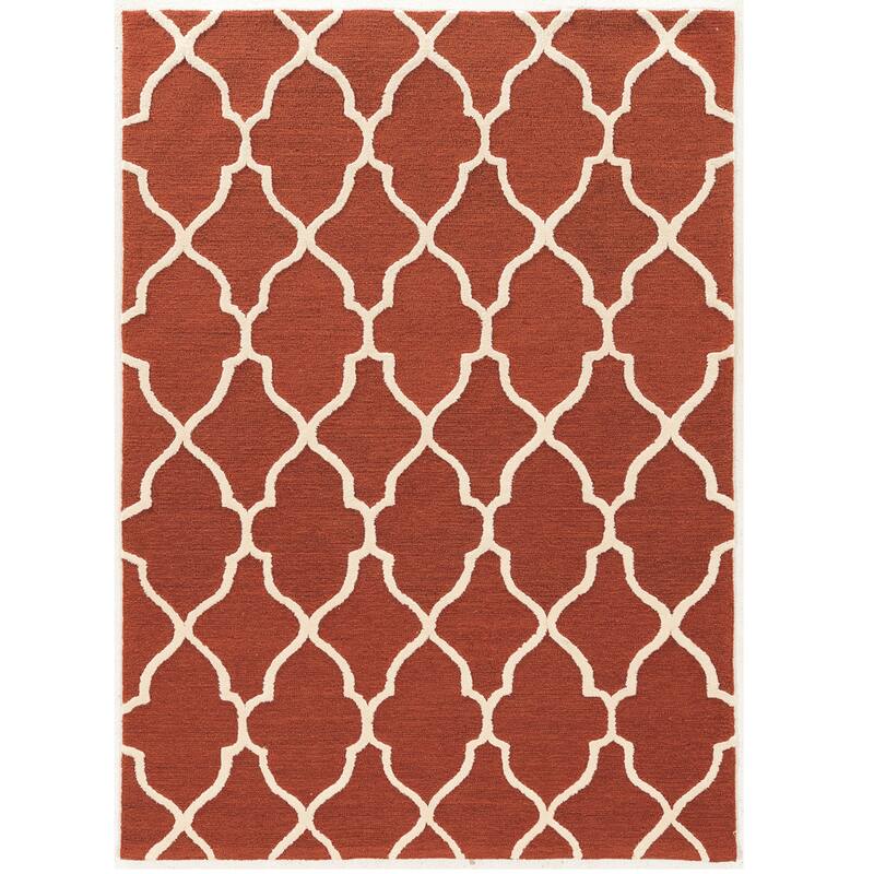 Hand-Tufted Trio Geo Rug Collection - 5' x 7' - Rust