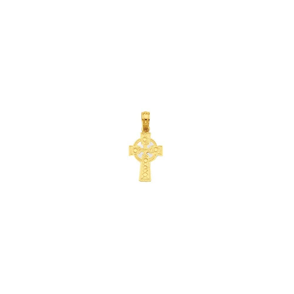 14k Yellow Gold Celtic Cross w//Eternity Circle Pendant