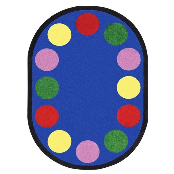 Joy Carpets Kid Essentials Multicolored Oval 'Lots of Dots' Rug - Primary - 7'8" x 10'9" Oval