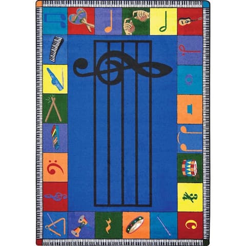 Joy Carpets Kid Essentials 'Note Worthy' Multicolored Rectangular Rug (7'8 x 10'9) - Multi - 7'8" x 10'9"