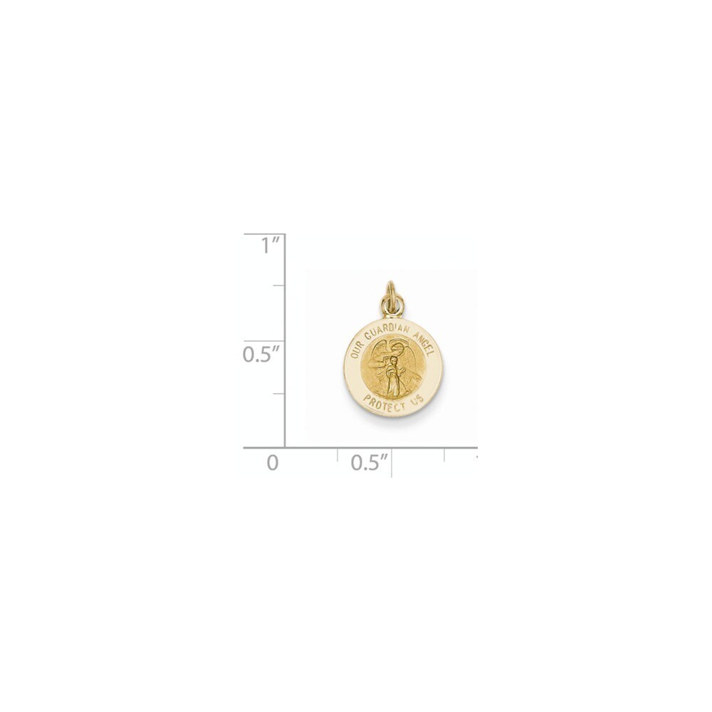 Details about   14k Yellow Gold Religious Guardian Angel Round Pendant Charm 20' Valentino Chain