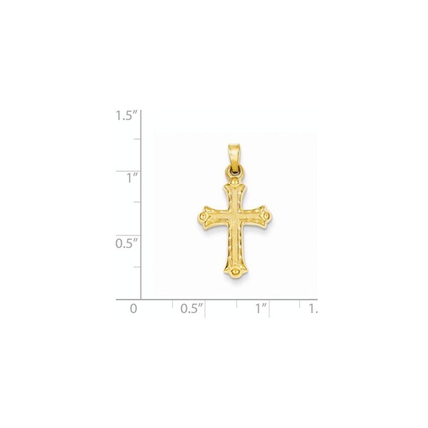 Download 14k Yellow Gold Fleur de Lis Hollow Religious Cross Charm Jewelry Girls colombia-rb.saludiario.com