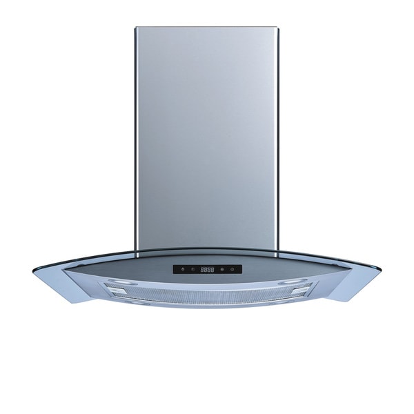 Winflo O-WH102B30 30-inch Stainless Steel/Tempered Glass Convertible Island Range Hood 