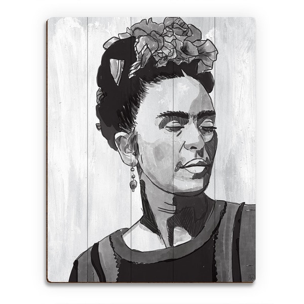 Shop 'Frida Kahlo Black and White' Wood Wall Art - Overstock - 13993087