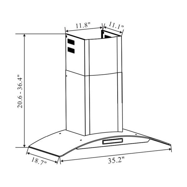 Winflo 36inch Stainless Steel/Tempered Glass Convertible Wall Mount Range Hood Bed Bath