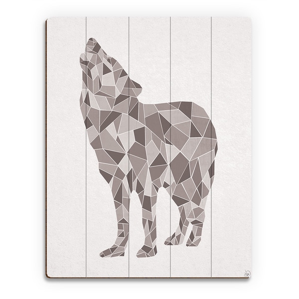 Crystal Wolf on White Wall Art Print on Wood