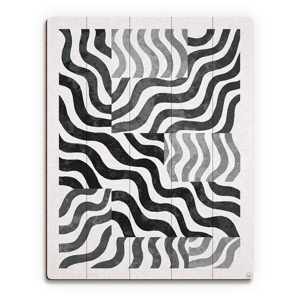 'Faded Blocked Zebra' Wall Art Print on Wood