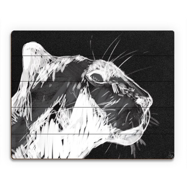 Simple Panther Black Wood Wall Art Print
