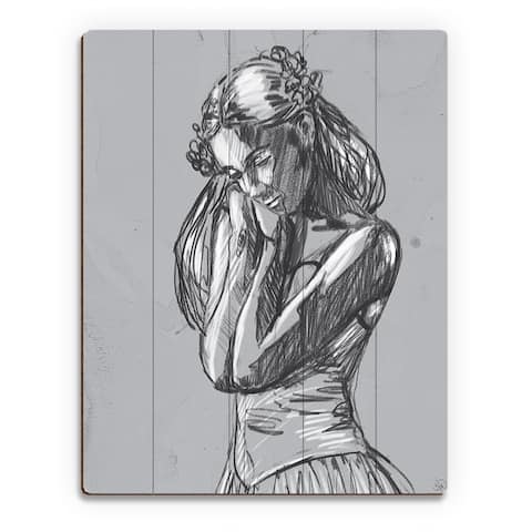 'Dancer' Sketch on Grey Wall Art Print on Wood