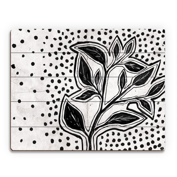 'Plants and Polka Dots' Wood Wall Art Print