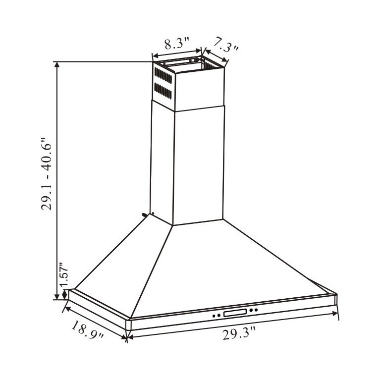 Winflo 30 439 CFM Stainless Steel Convertible Wall Mount Range