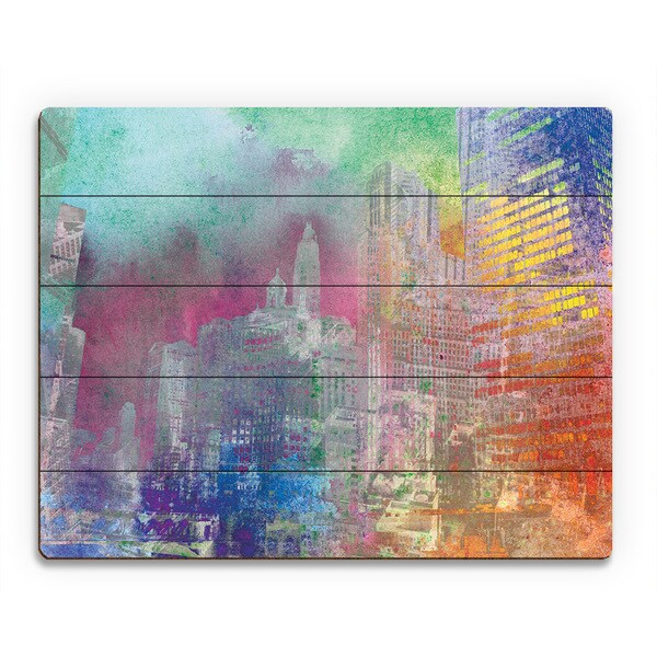 Splatter City Teal Skies Wood Wall Art Print