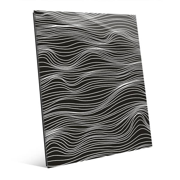 'Wavelines' White on Black Acrylic Wall Art Print - Overstock - 13993503